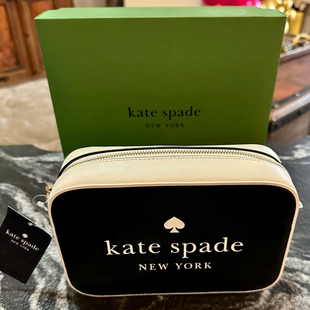 Kate Spade Black and Cream Cosmetic Case